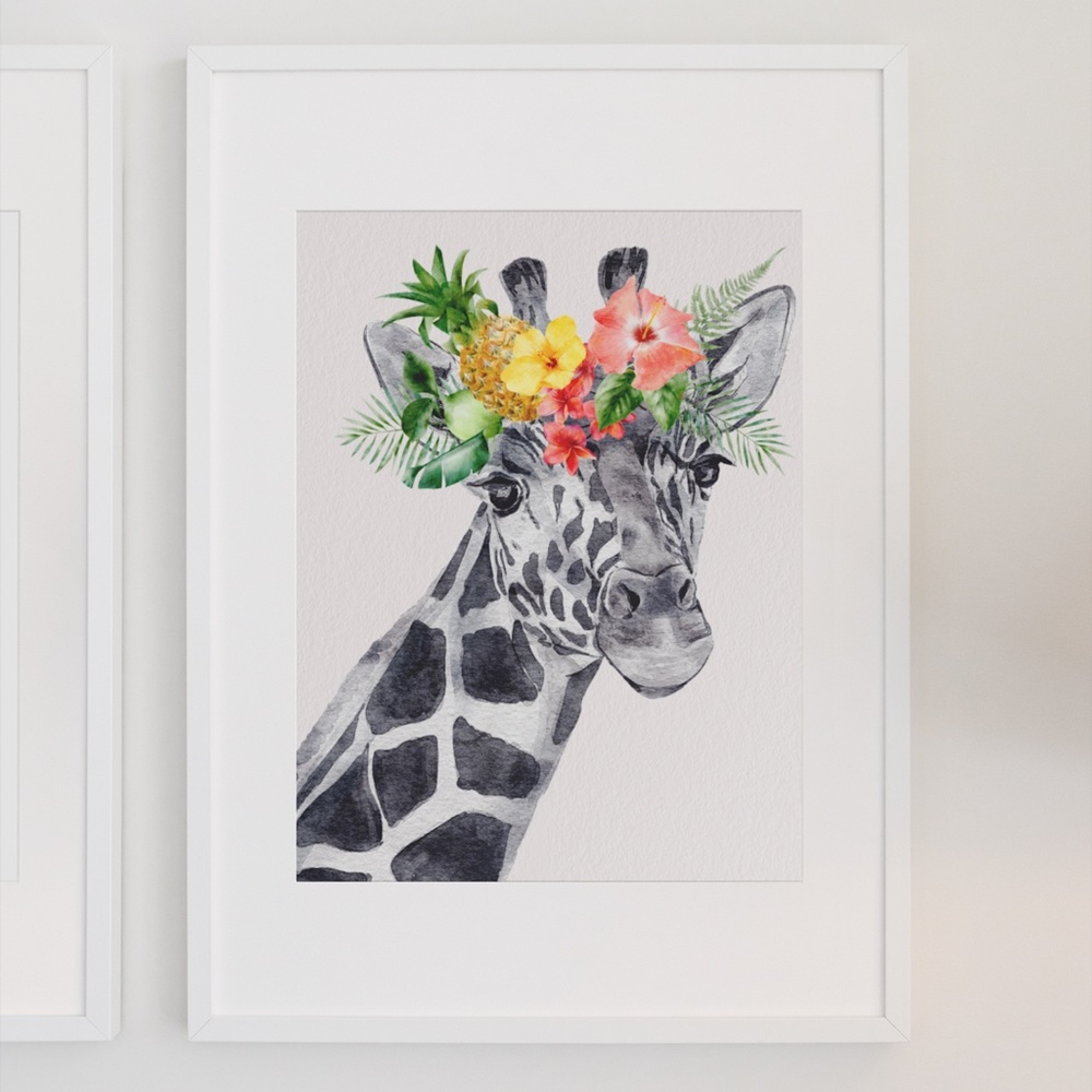 Cute Giraffe Watercolor Wall Art Print Poster Unframed - Picture 5 of 14